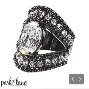 Park Lane Gunmetal & Cubic Zirconia Ring Size 9
